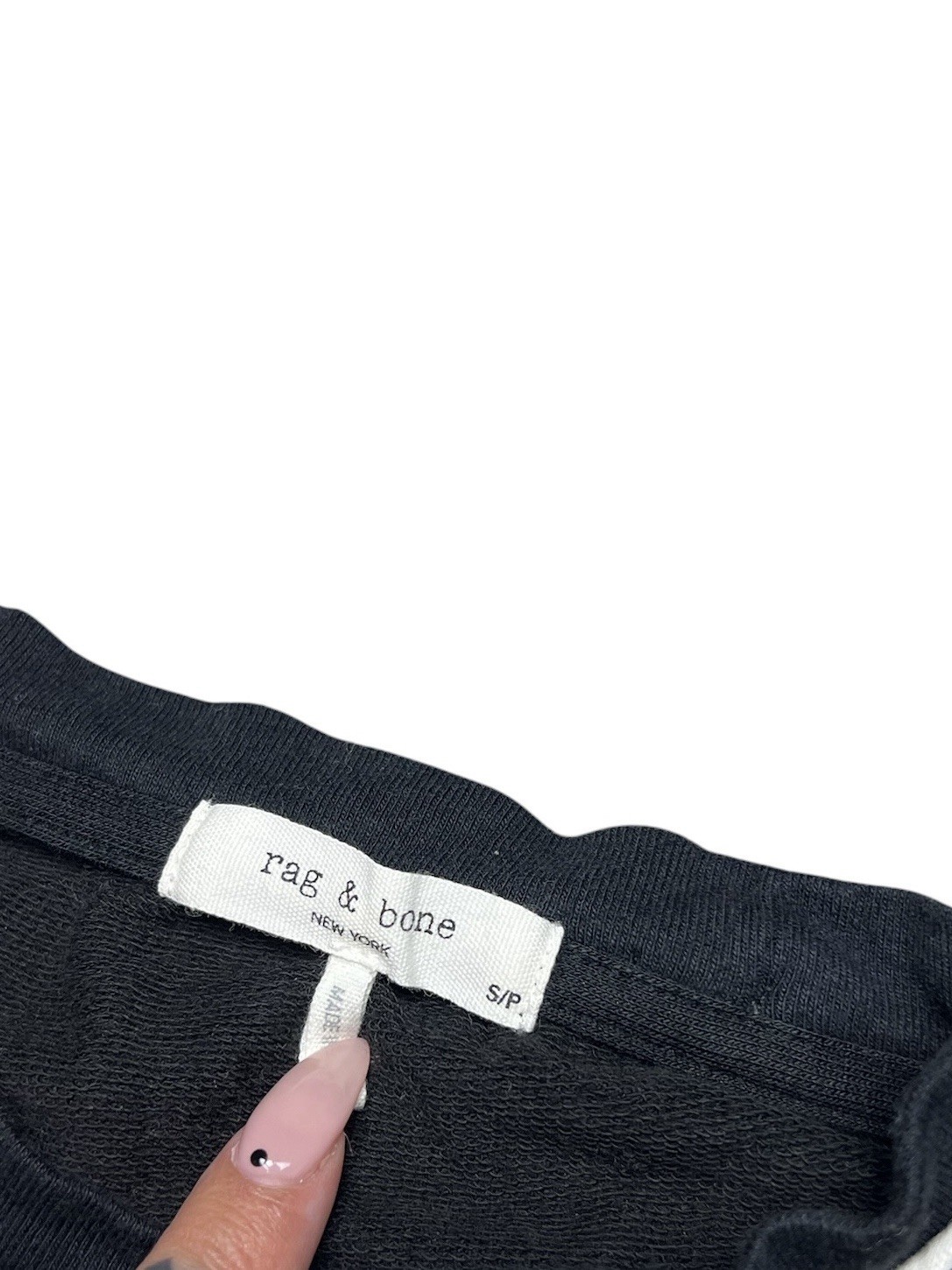 Rag & Bone Black Long Sleeve Contrast Trim Crewneck Top Women’s Small S
