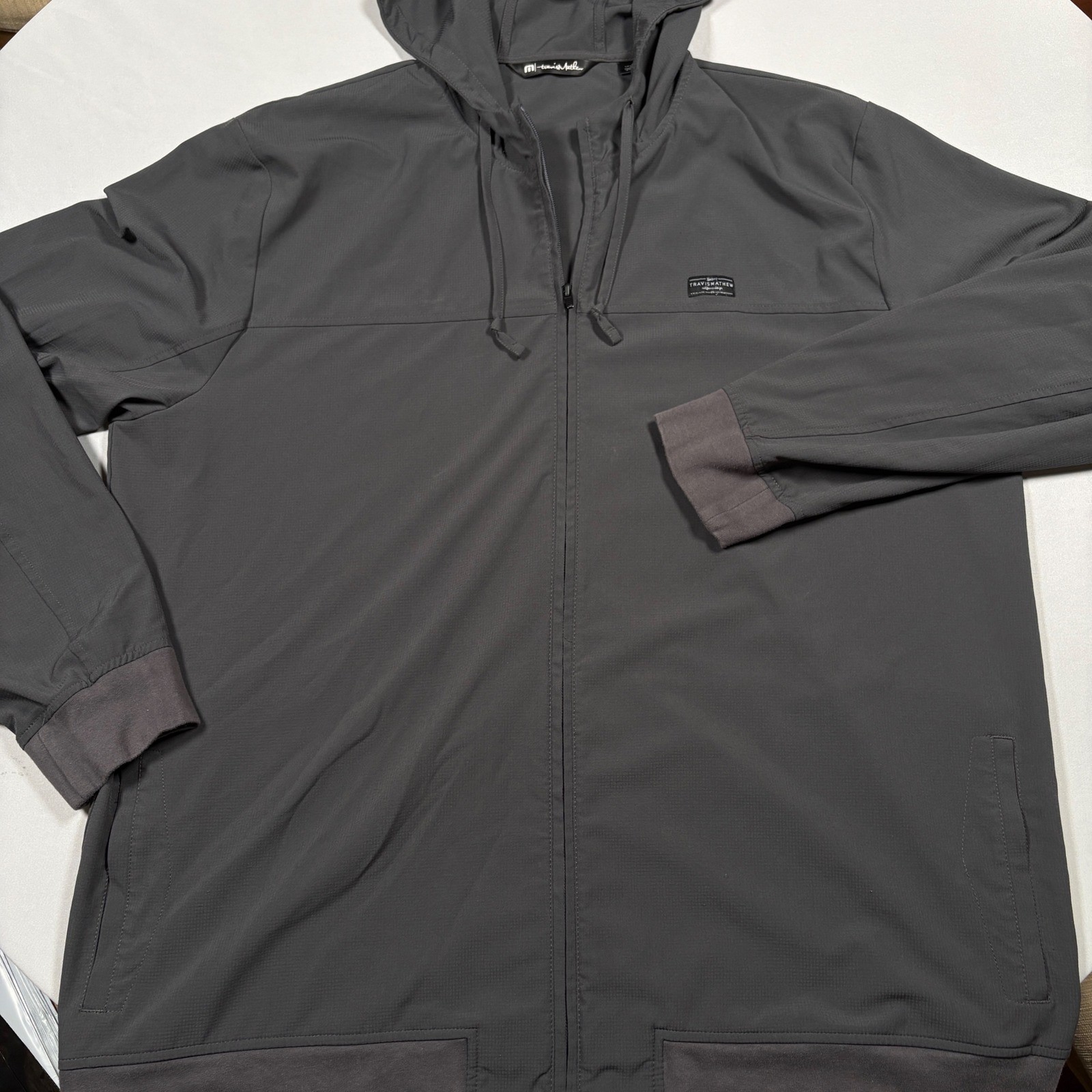 TravisMathew Full Zip Hoodie Jacket Mens XXXL Gray Lightweight Performance Golf