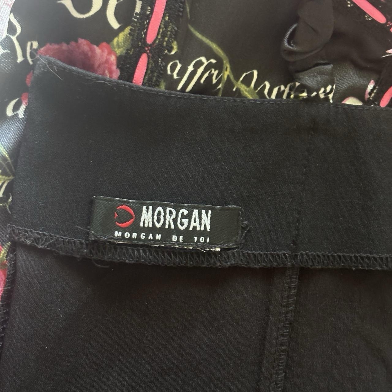 Morgan De Toi Corset Bustier Top Black Pink Floral Lace Ribbon Adjustable M