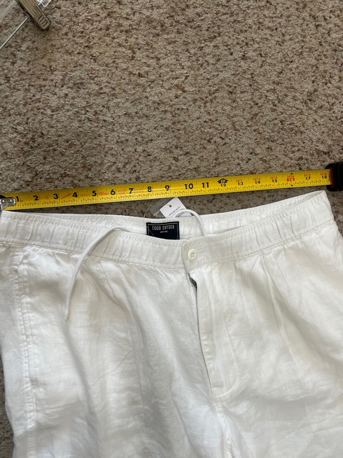 Todd Snyder Italian Linen Men’s Relaxed Leisure Beach Lagenlook White Pants XL