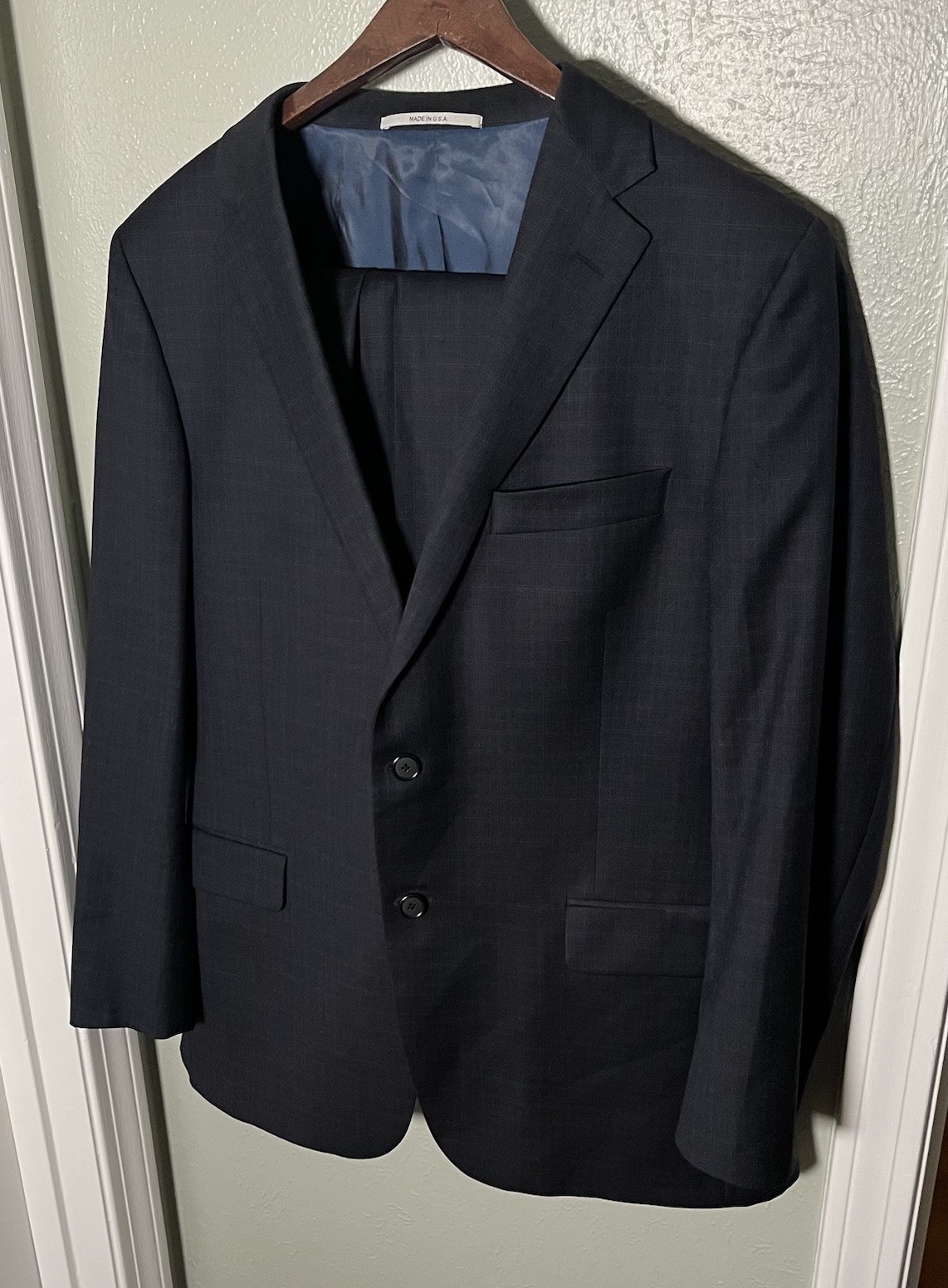 Hickey Freeman Milburn 42R Gray Plaid Wool 2pc Suit FF Pants 34×30 USA Made