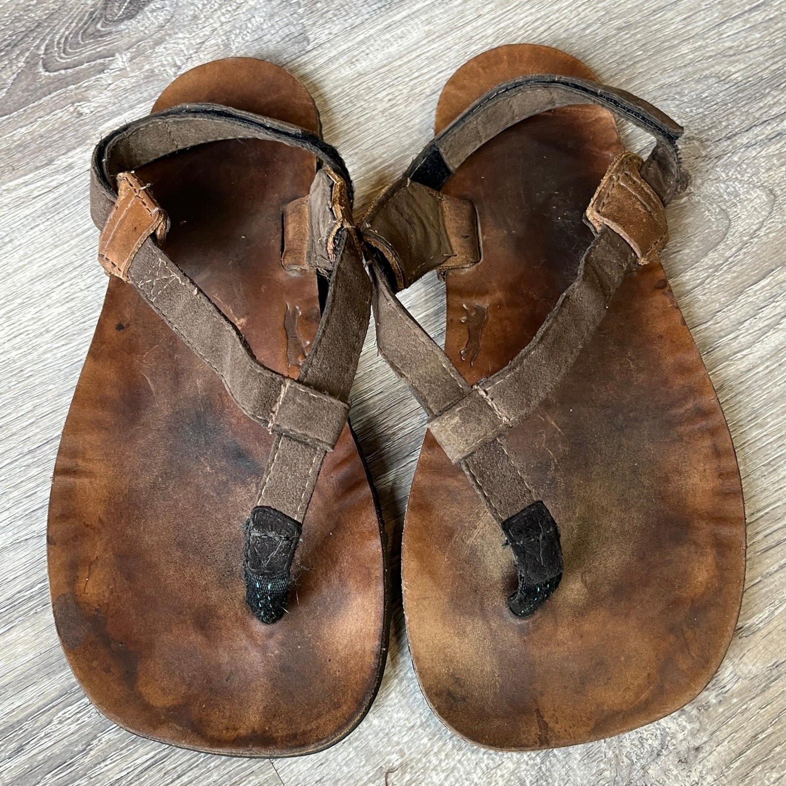 Luna Sandals Men Brown Leather Minimalist Thong Sandals Vibram Sole Huarache