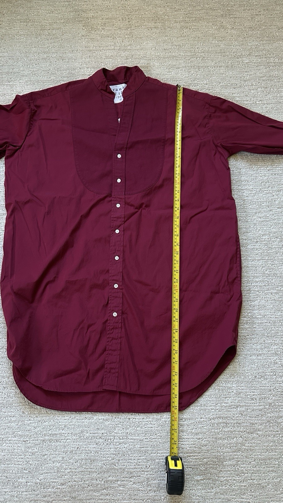 Frank & Eileen Tori Surplace Neck Bottom-Up Shirt Dress Size S Burgundy Red