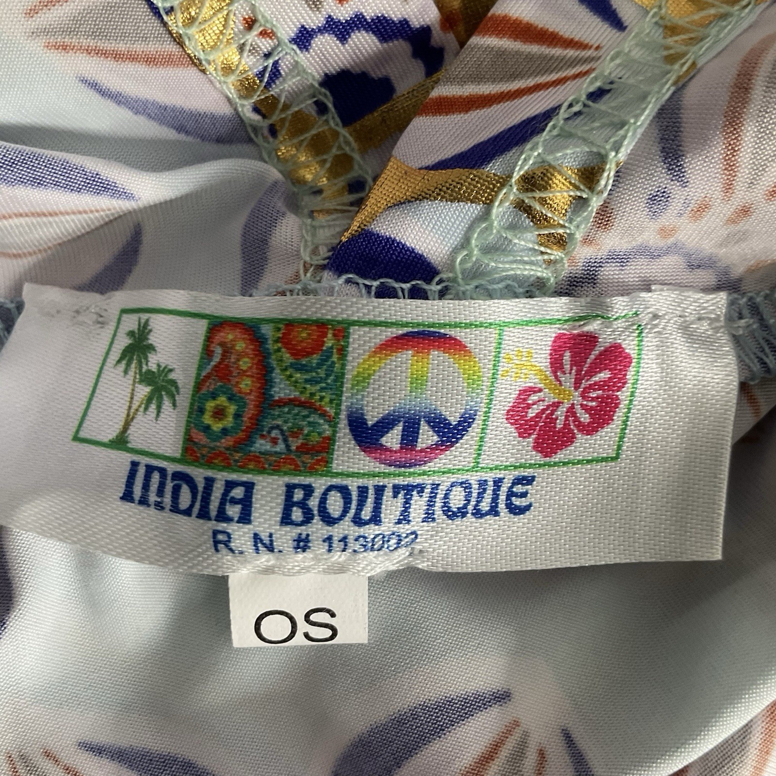 India Boutique OS Maxi Dress Blue Gold Metallic Floral Halter Boho Festival