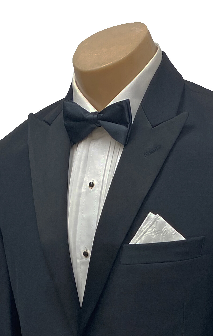 Men’s Black Calvin Klein Tuxedo with Pants Satin Peak Lapels Size 40L 34W