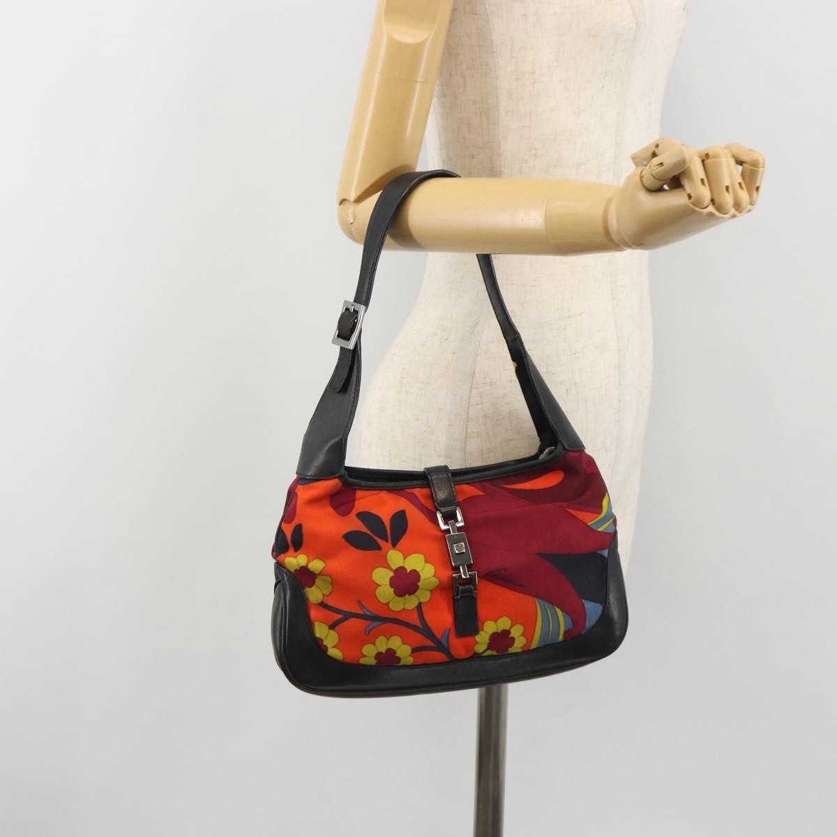 GUCCI Jackie Shoulder Bag Canvas Orange Silver 001 9735 Auth ep15603