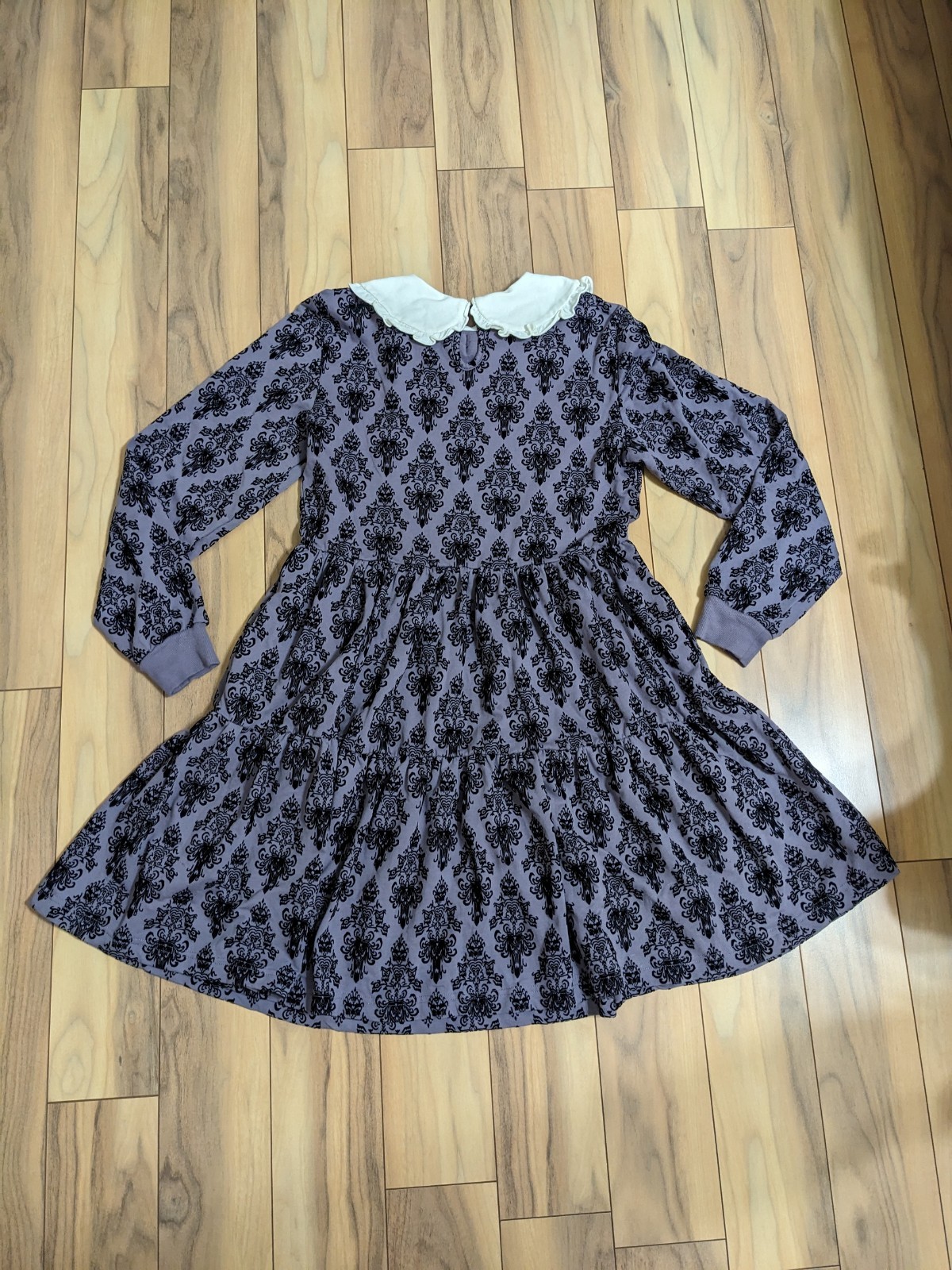 EUC! Disney Parks The Haunted Mansion Wallpaper Long Sleeve Collar Dress Size S