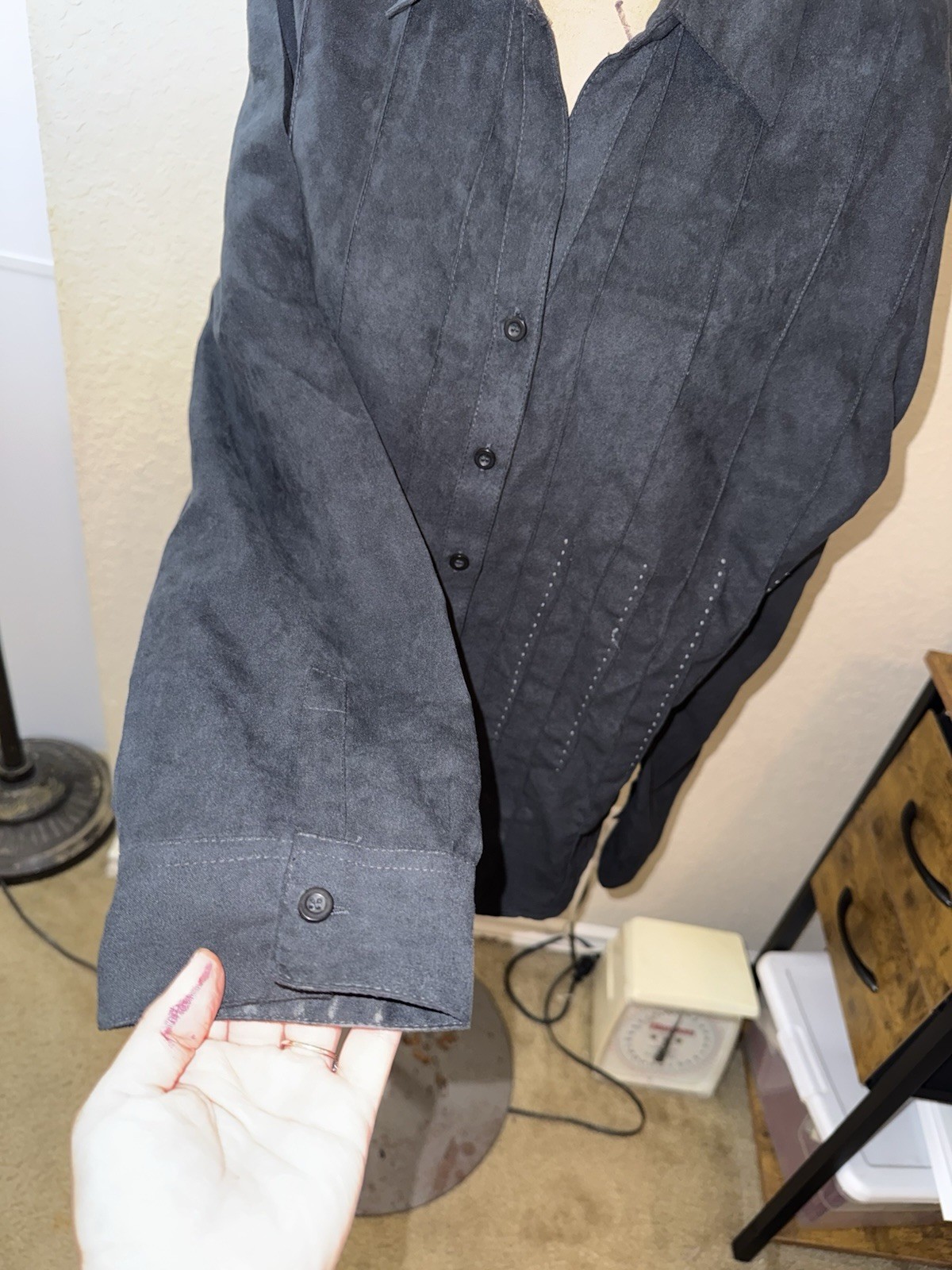 Lemon Grass Studio Women’s XL Black Solid Long Sleeve Button-Up Shirt