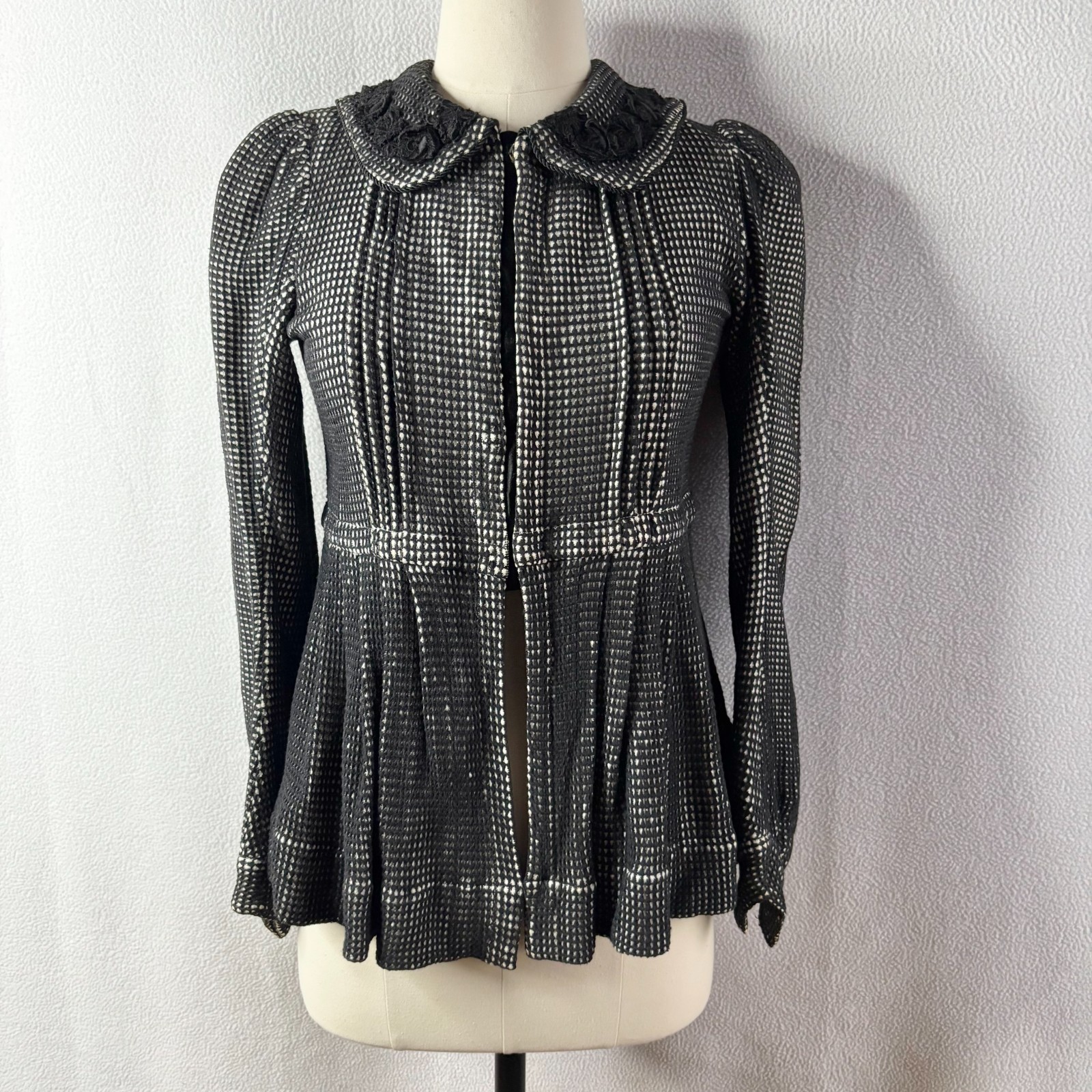 Hungarian Handmade Traditional Folk Top Jacket with Peplum Small