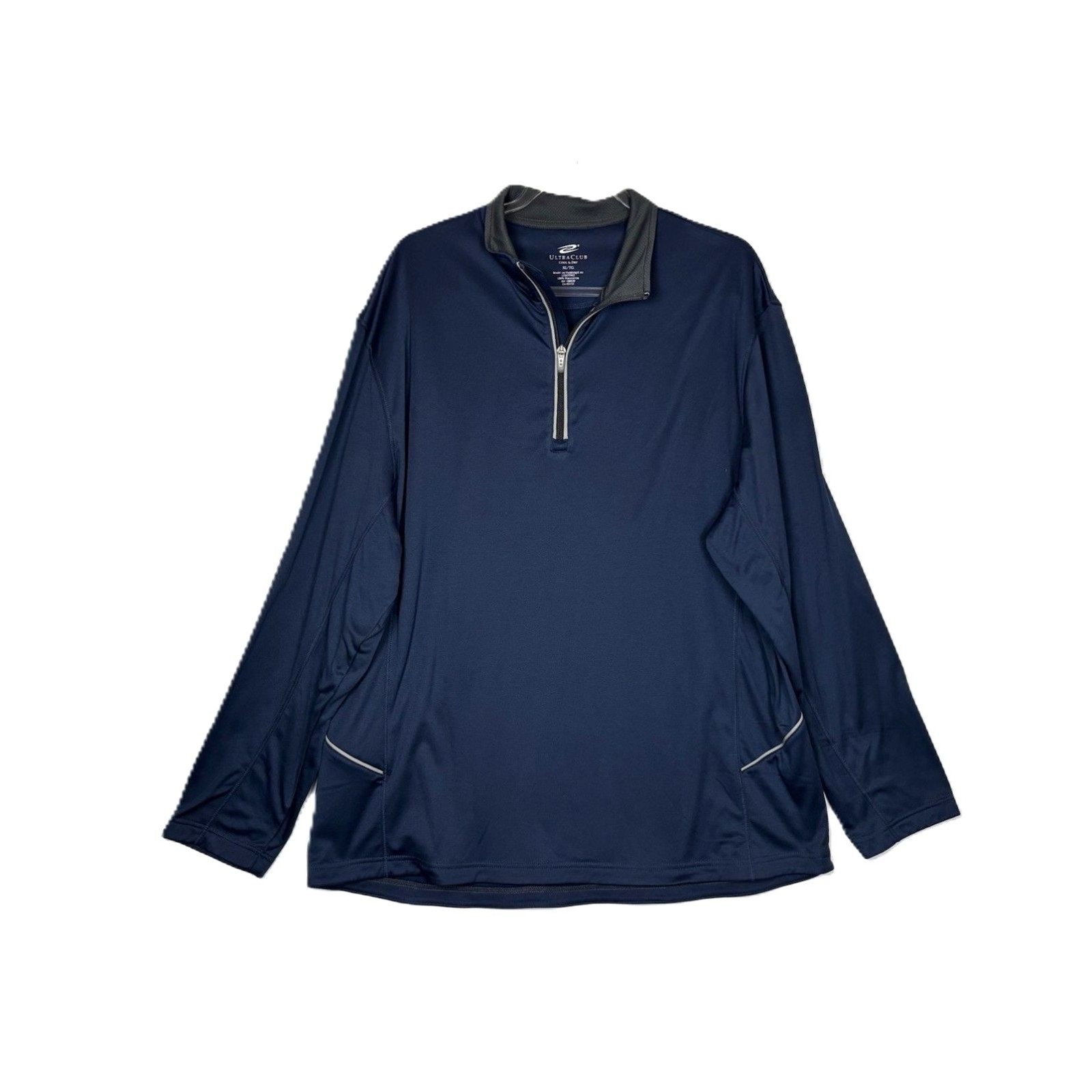 UltraClub Cool & Dry Men’s 1/4 Zip Pullover Performance Golf Jacket XL Navy UPF
