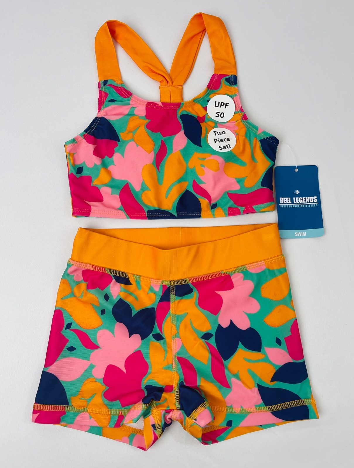 NWT Girls Swimsuit Reel Legends floral 2pc S 6/7 M 8/10 L 12/14 Multicolor $25