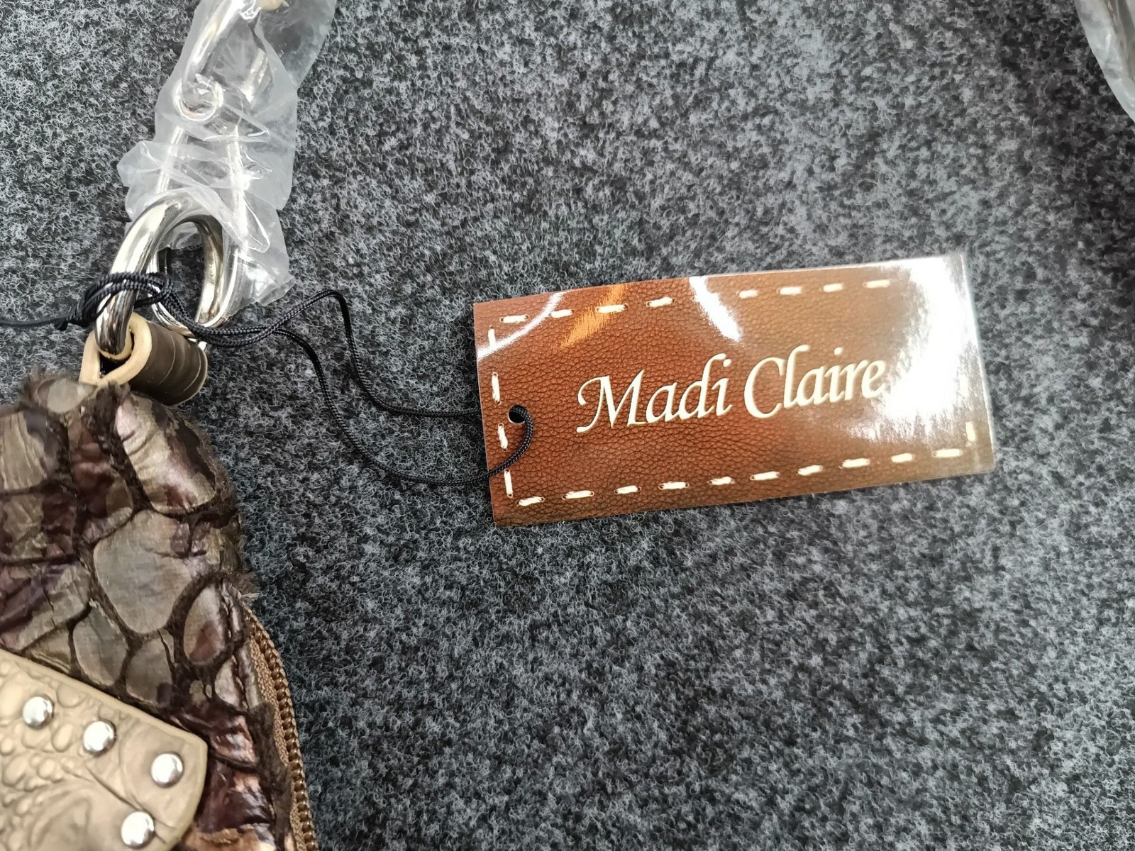 Madi Claire Brown Metallic Mosaic Hobo Shoulder Bag with Crystal Accents