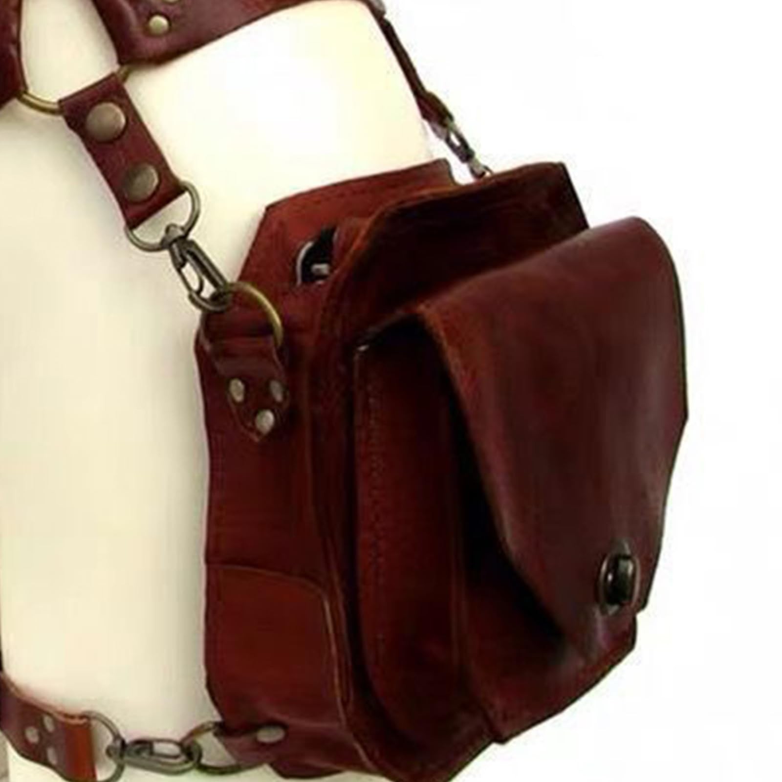 Steampunk Waist Pack Thigh Purse Medieval PU Leather Fanny Bag Cosplay Costum…