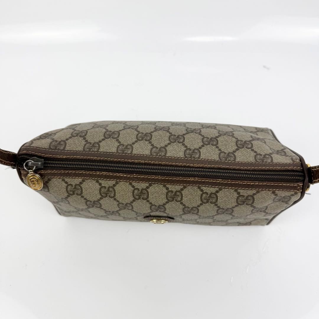 GUCCI Shoulder bag GG Supreme PVC Leather Beige Vintage Authentic From Japan