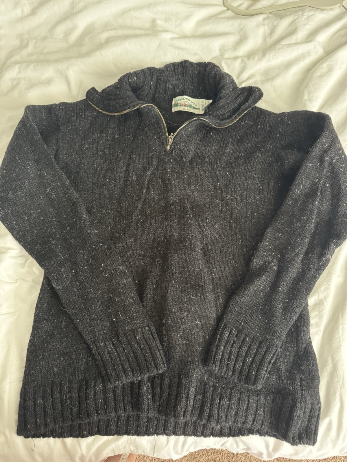 Aran Crafts Wool Sweater Made In Ireland Size Large