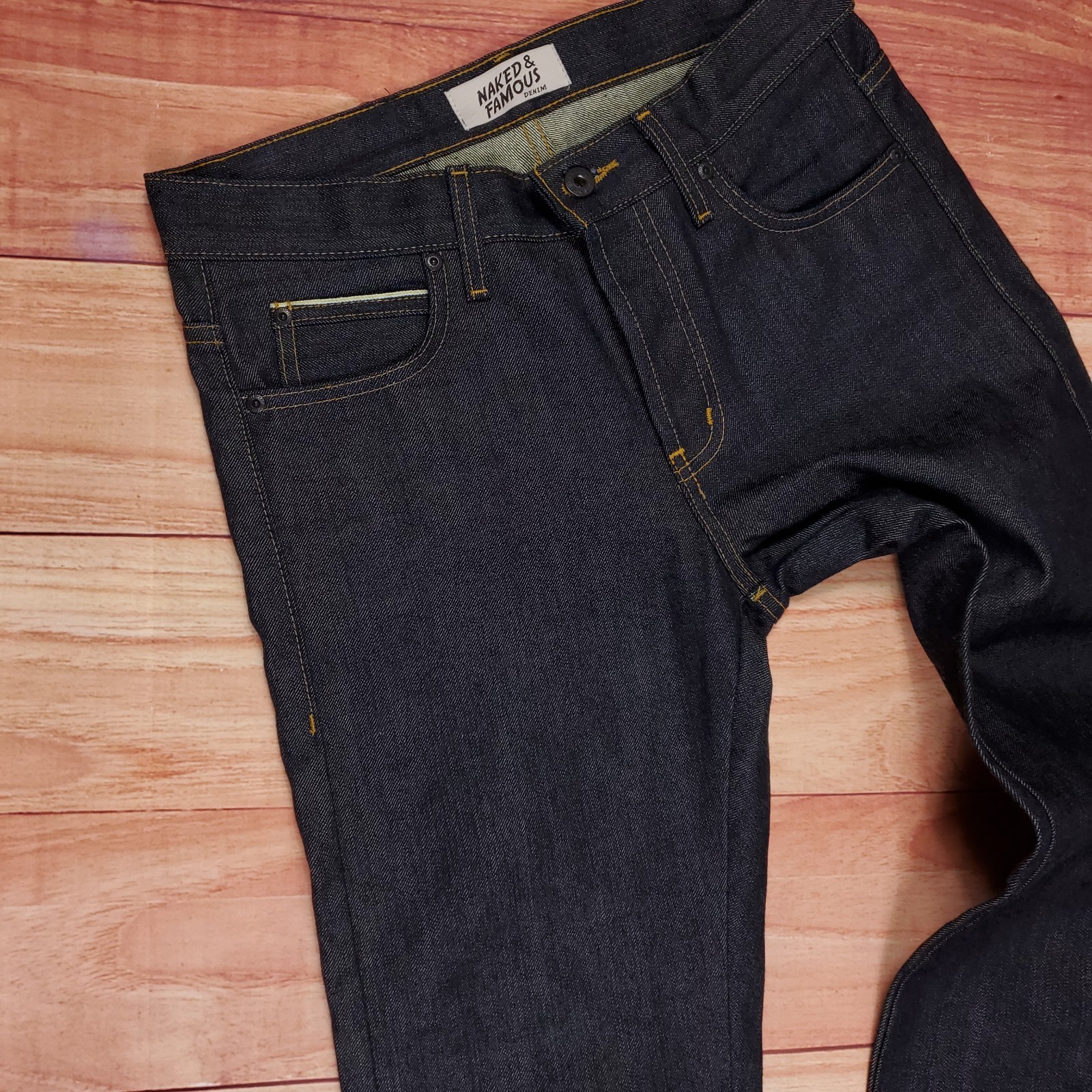 Naked & Famous Made W/ Kevlar Blend Selvedge Blue Denim Jeans 31 (Meas. 30×32)