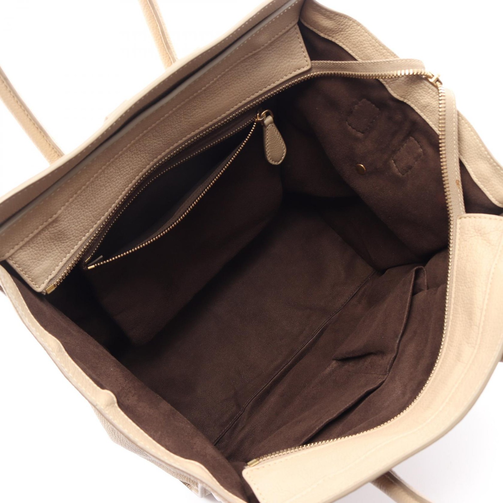 CELINE Luggage mini shopper Handbag 165213 leather Beige Used Women