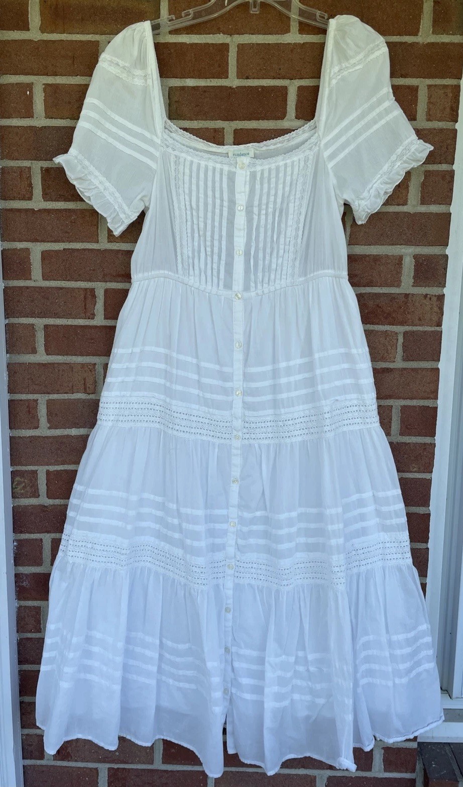 Sundance Mirabelle Maxi Tiered Ruffle Dress Sz M White Milkmaid Cottage Coastal