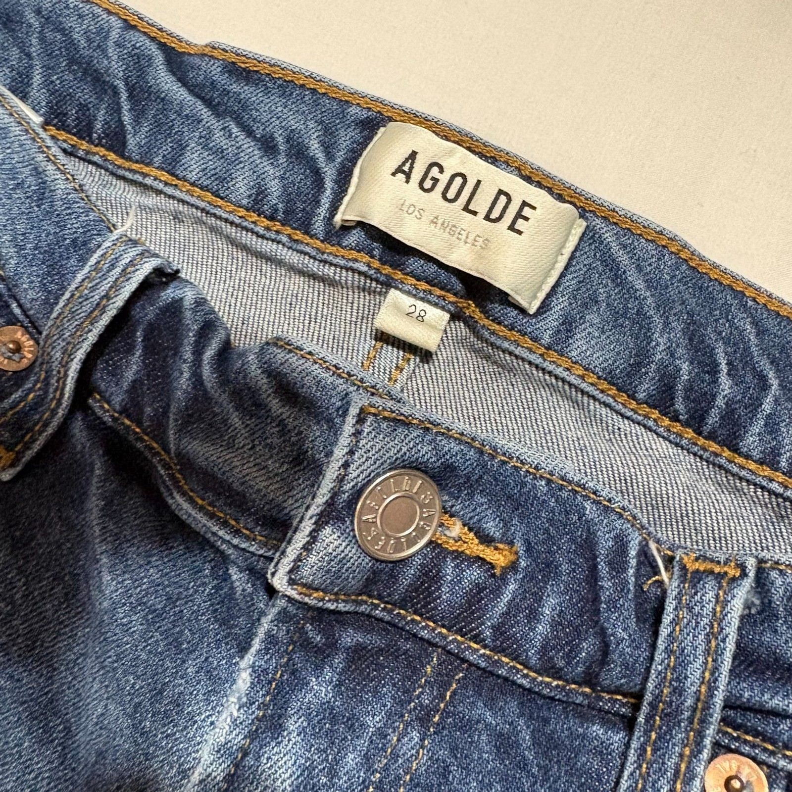 AGOLDE Kye Mid Rise Straight Leg Crop Jeans 28 Fits 30 Vintage Med Wash Raw Hem