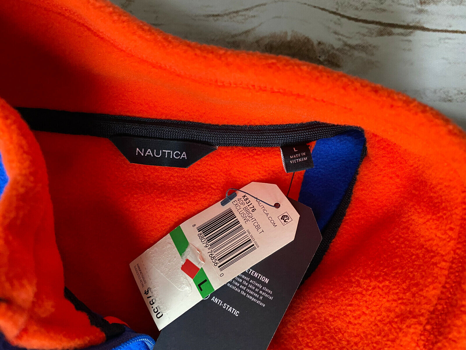NAUTICA SPELLOUT HALF ZIP NAUTEX PULLOVER FLEECE SWEATSHIRT BLUE MENS LARGE NEW