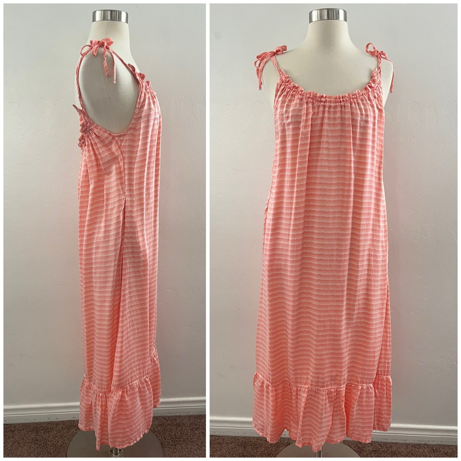 Reistor Raspberry Sorbet Dress Women’s XS/S in Sunrise Stripes Midi Quiet Luxury