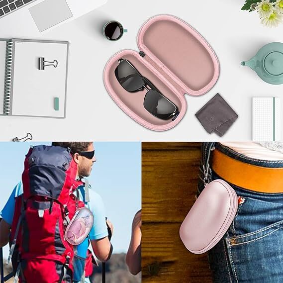 Sunglasses Case with Carabiner, Hard Shell Shockproof Sport Glasses Case Cover
