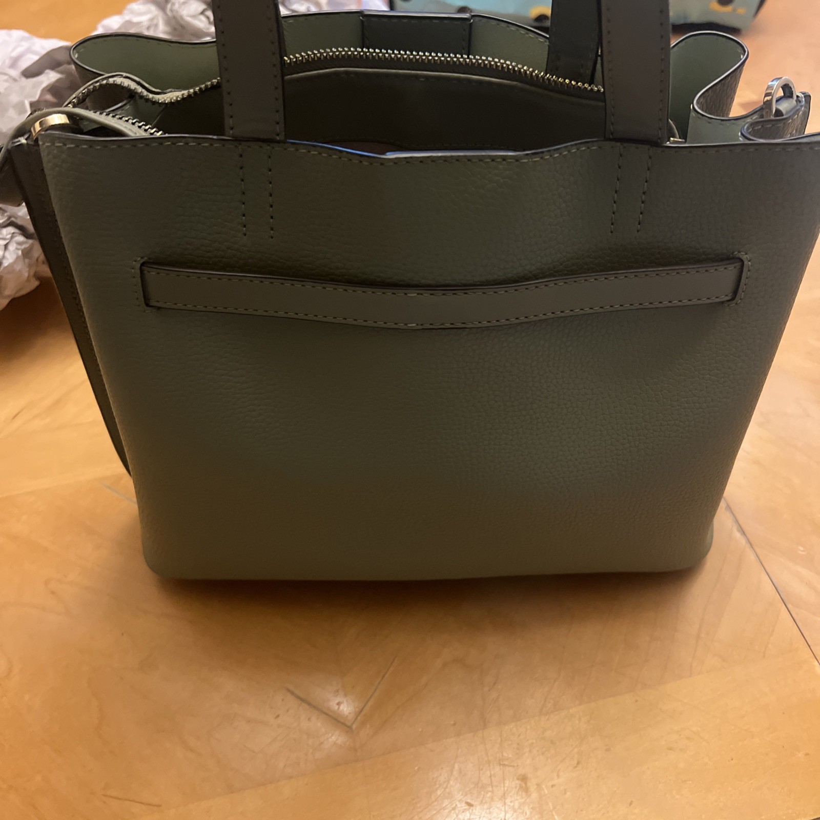 Michael Kors Emilia Small Pebbled Leather Satchel, Light Sage (green)