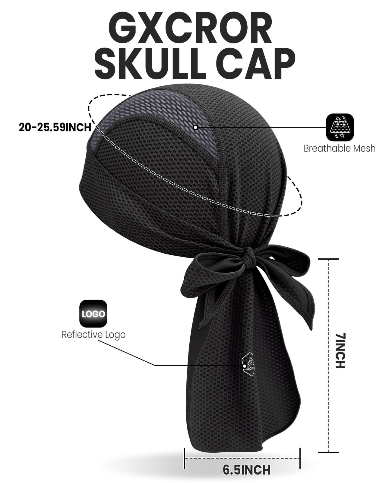 Cooling Skull Cap Bandana – Sweat Wicking Head Wrap for Cycling, Running, Motorc