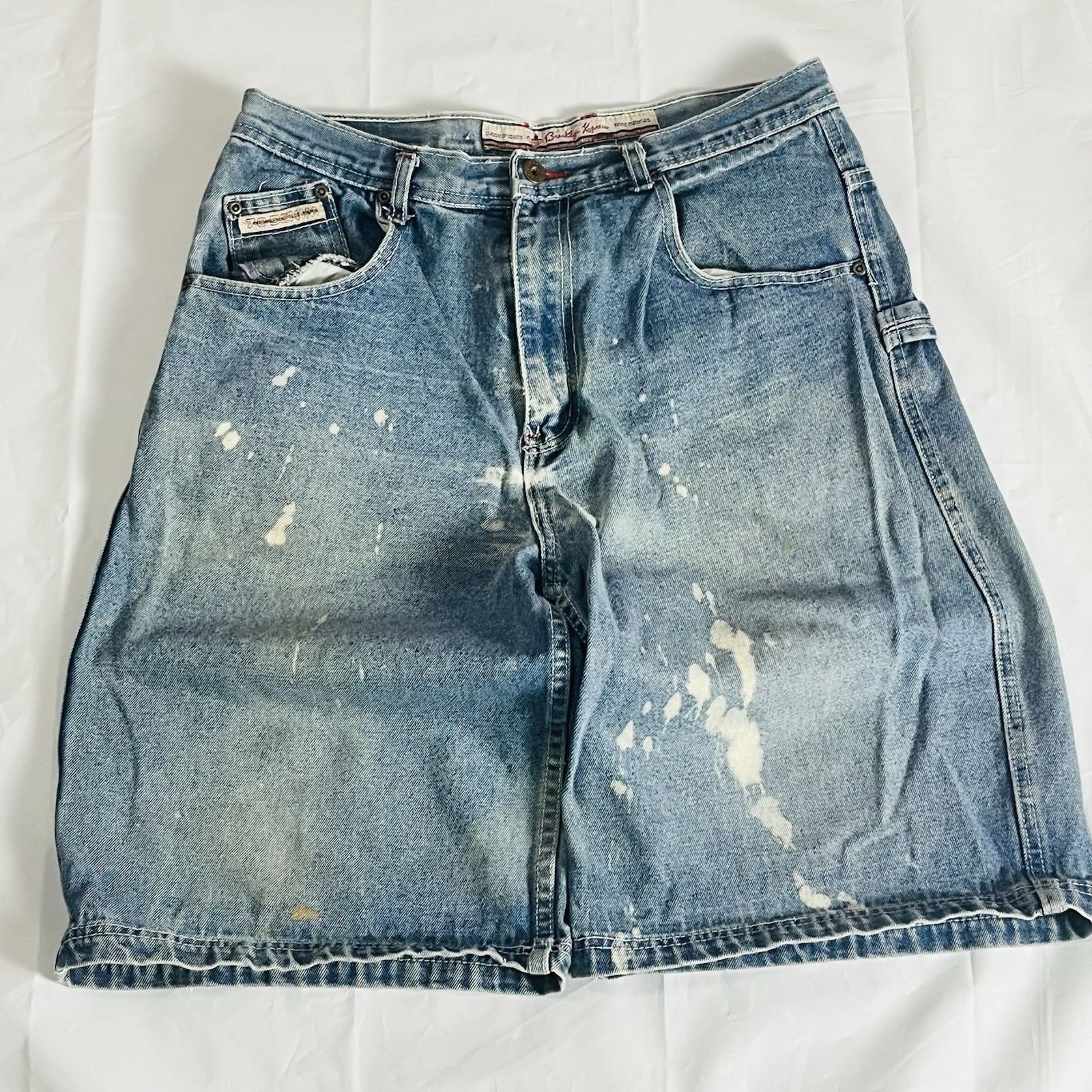 Brooklyn Xpress 70 Denim Jean Shorts Distressed Paint Splatter Mens Vintage