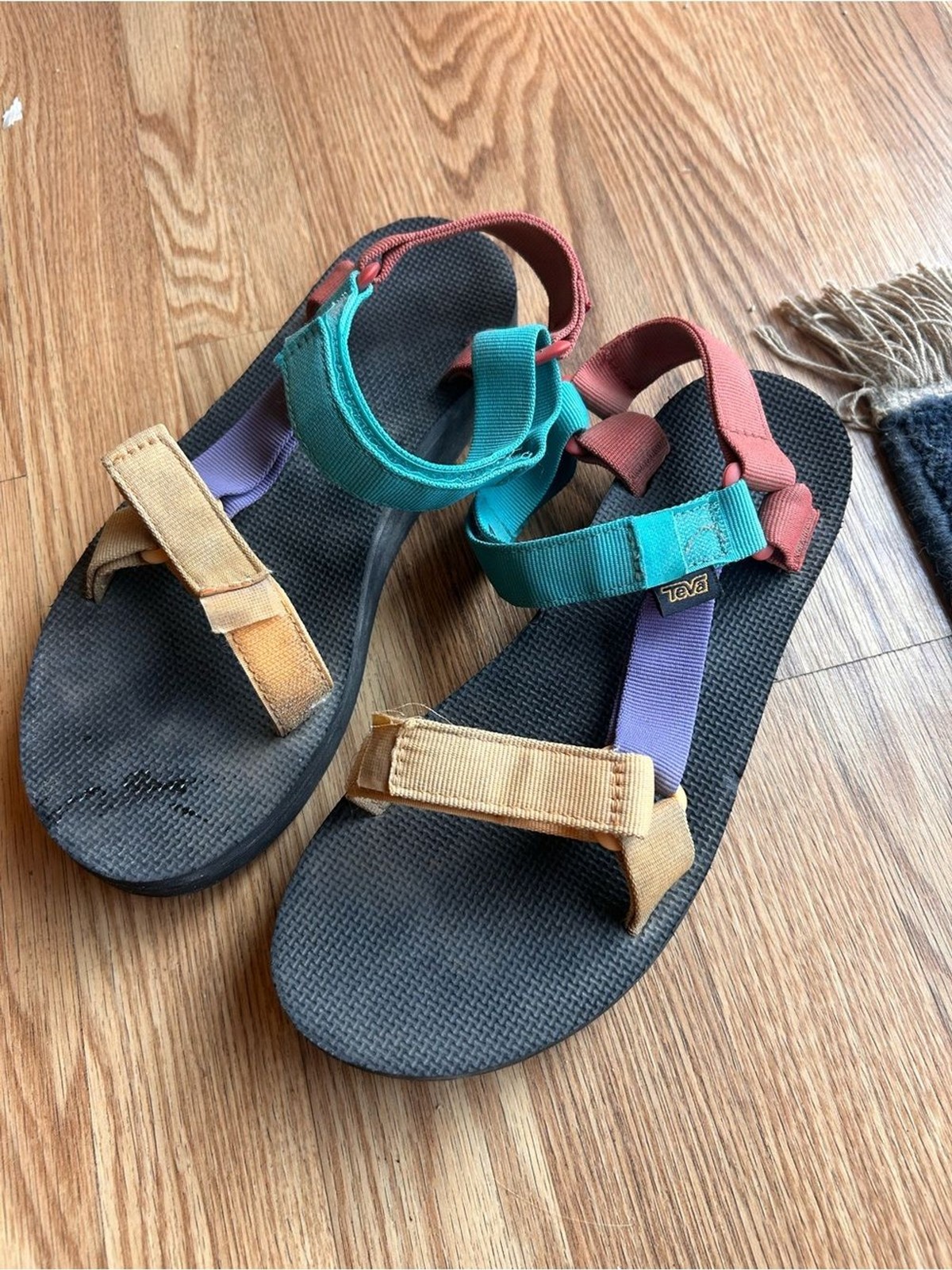 Teva Multicolor Strap Sandals – Teal, Coral, Tan, Purple size 9