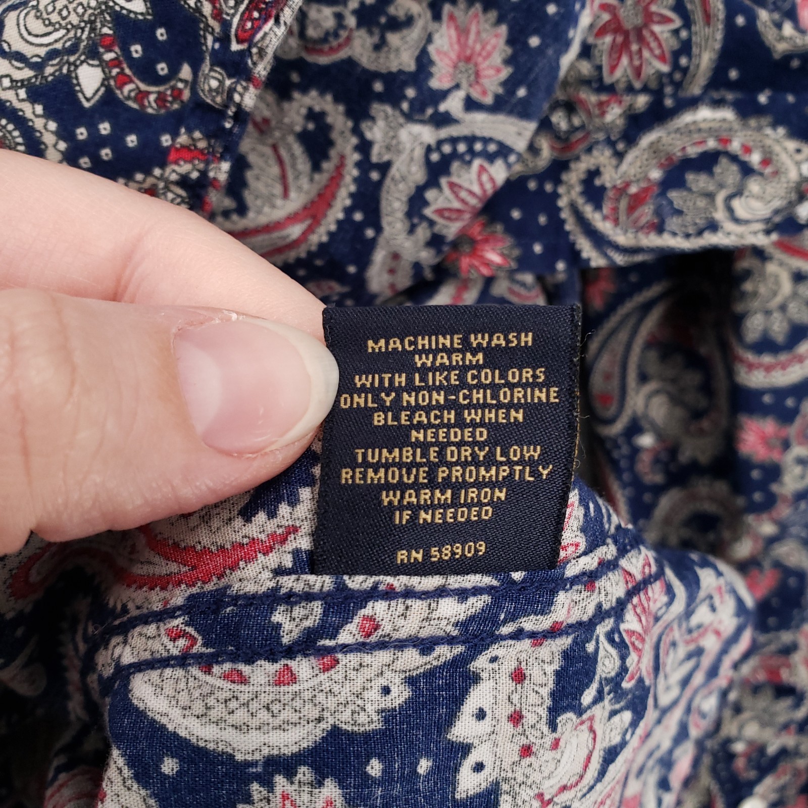 Cremieux Button Up Shirt Mens XL Blue Premium Denim Long Sleeve Paisley Collared