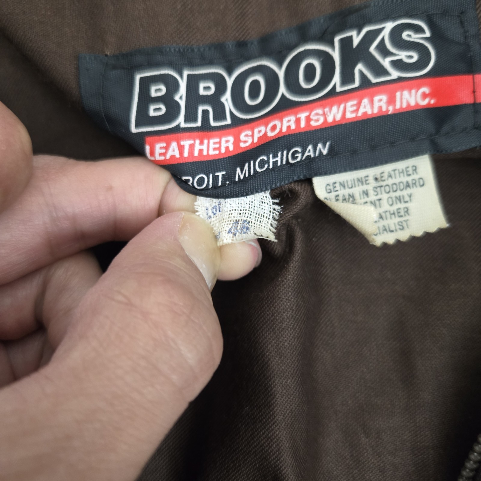 Vintage BROOKS Leather Sportswear Motorcycle Biker Jacket 46 Brown Cafe Racer XL