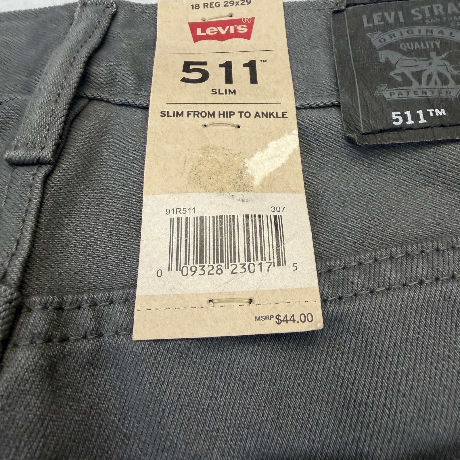 Levi’s 511 Jeans Boys 18 Reg 29×29 Gray Slim Straight Denim 5 Pocket Casual