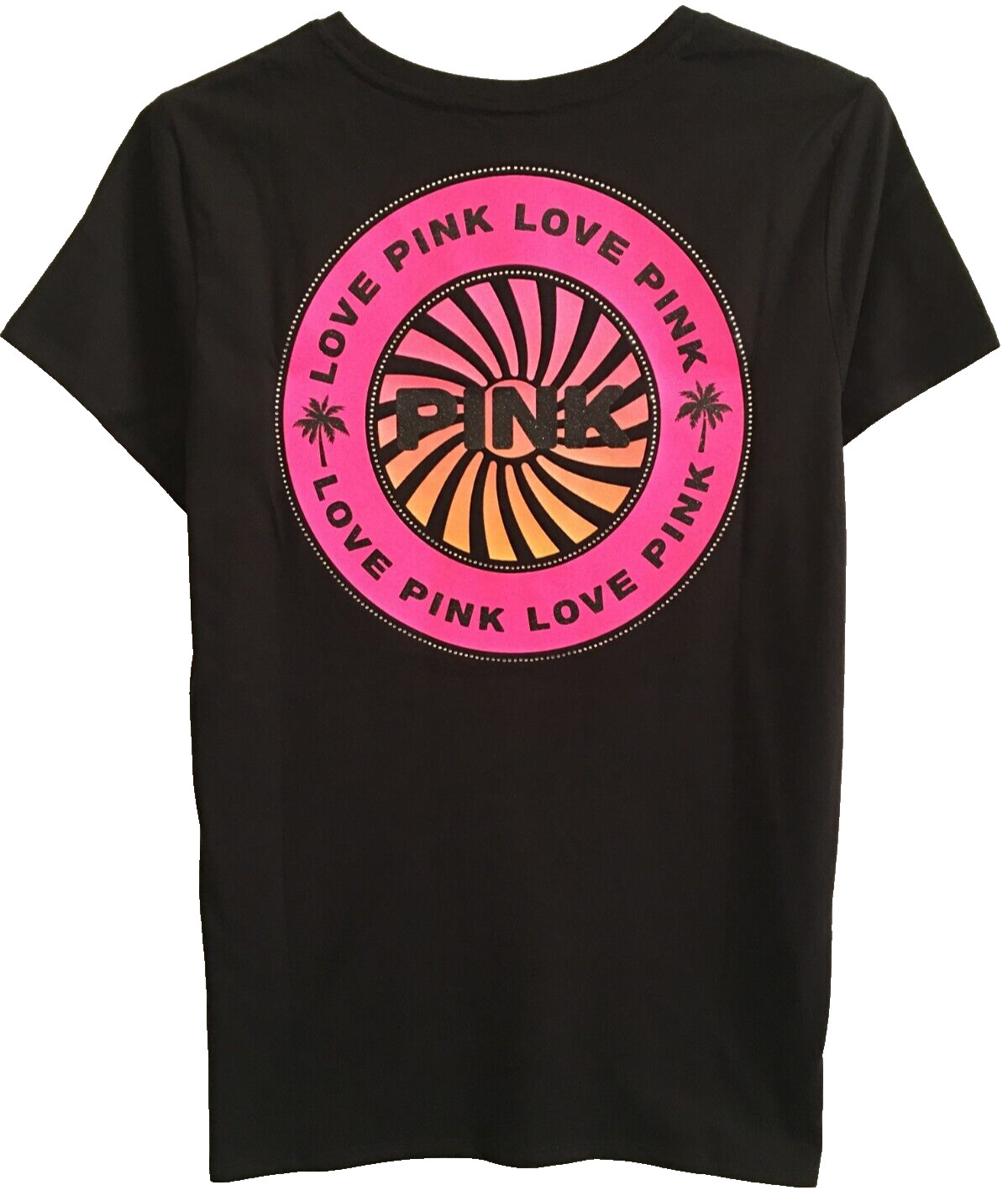 Victoria’s Secret PINK Perfect Tee Rhinestone Glitter Love Logo Shirt Top L NWT