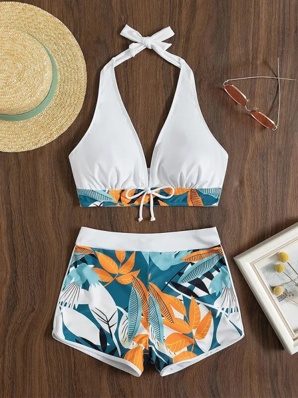 Women Push Up Swimsuit Swimwear Shorts Wire-free Surfing Bathing Suit Bikini Set