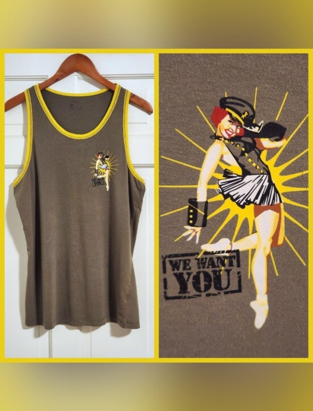 💪MEDIUM Papi💪 – Green/Yellow “We Want You” Tank