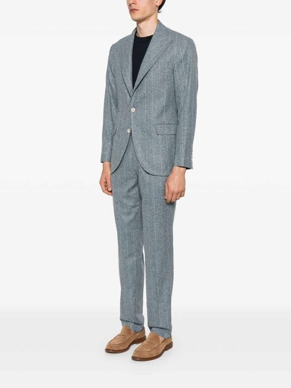 BRUNELLO CUCINELLI MEN’S SKY BLUE PINSTRIPE TAILORED SUIT MSRP $6350