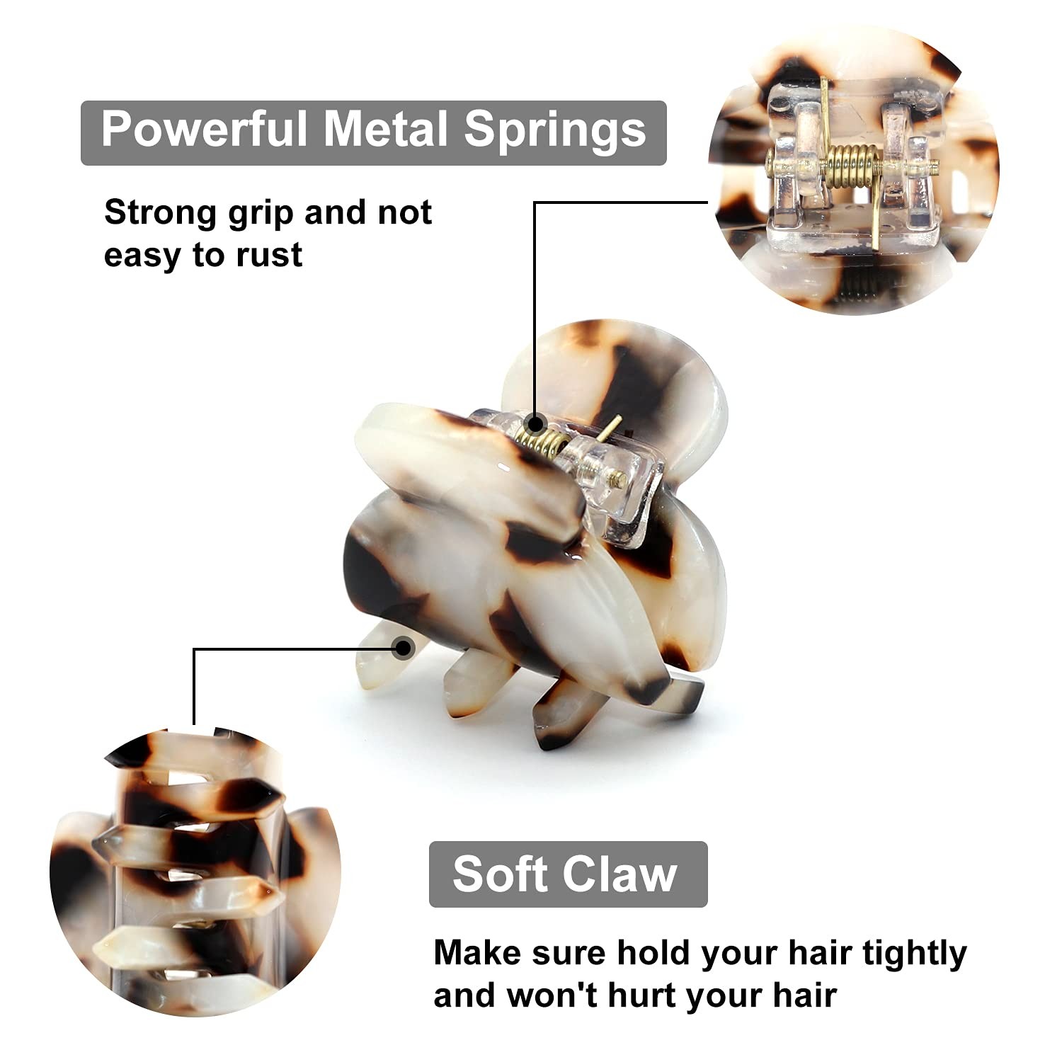 6 PCS Small Hair Clips Mini Claws Tortoise Shell Leopard Acrylic Jaw Clamps