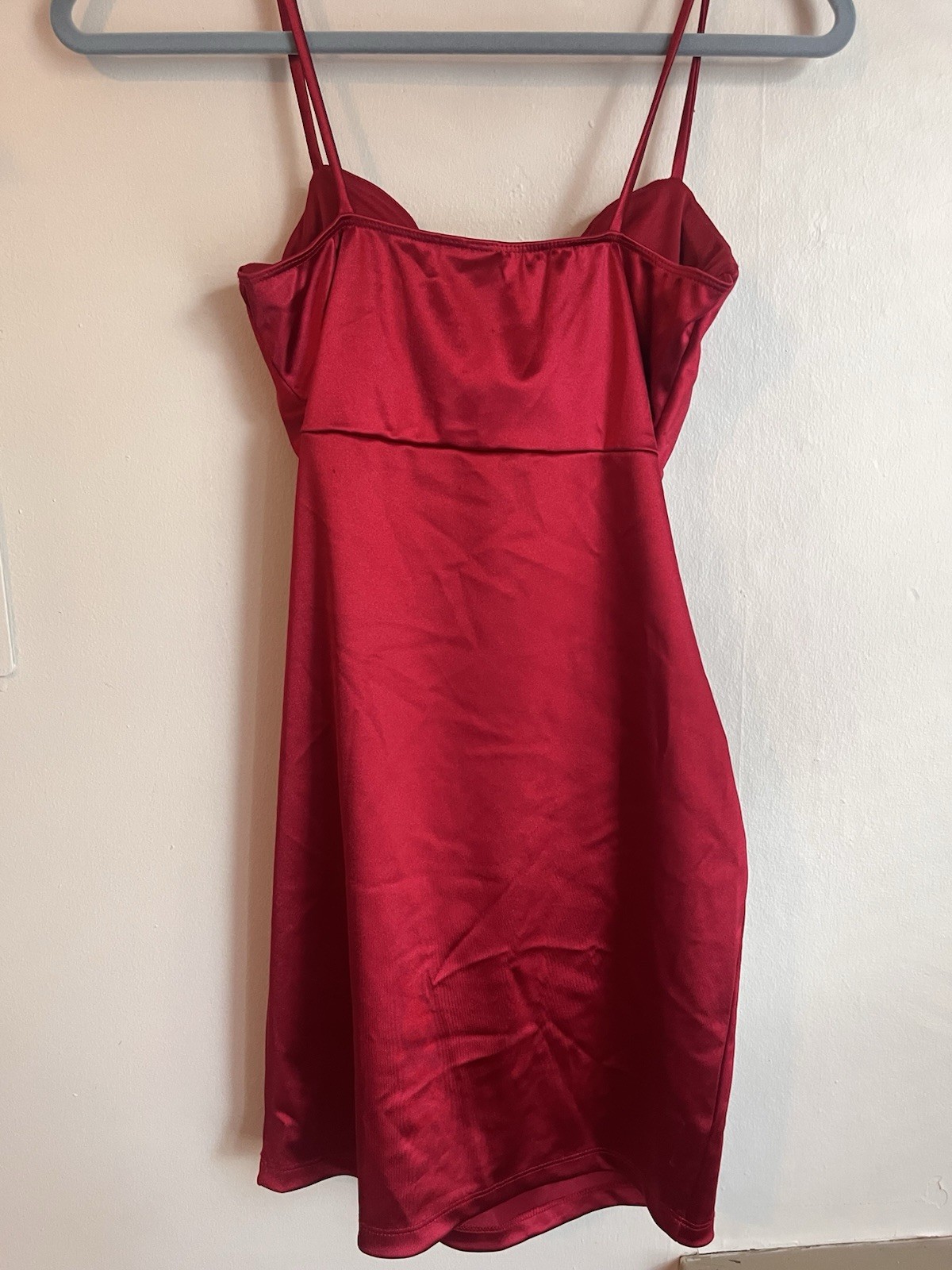 Windsor Womens Red Satin Mini Dress Ruched Bodycon Medium Party Night Out