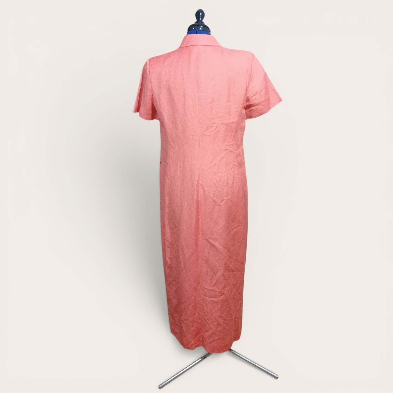 Harvé Benard Coral Linen Double-Breasted Dress With Satin Lining Size 10