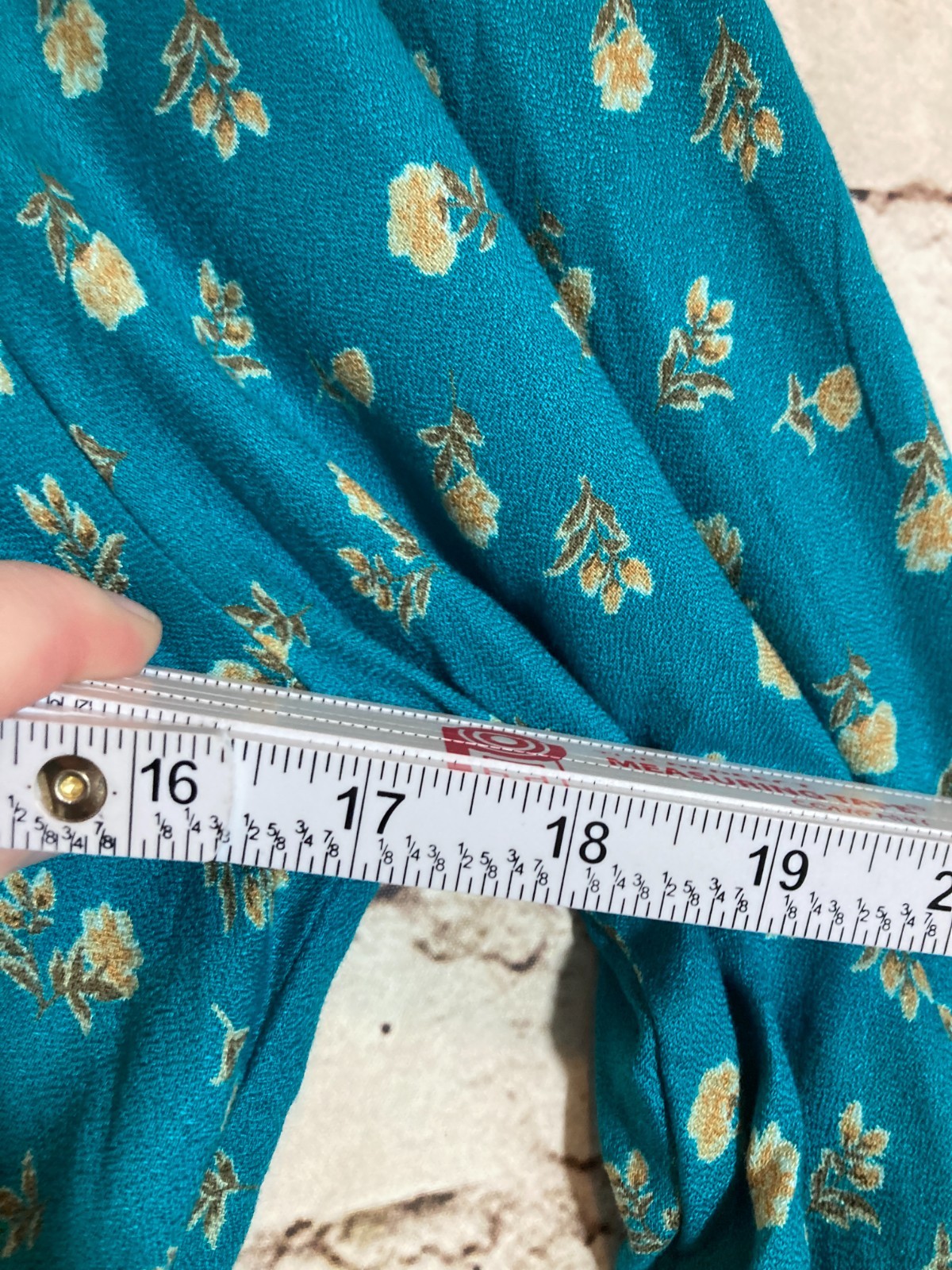 Angie Boho Dress Womens Medium Dark Teal Ditsy Floral Balloon Sleeve Hippie