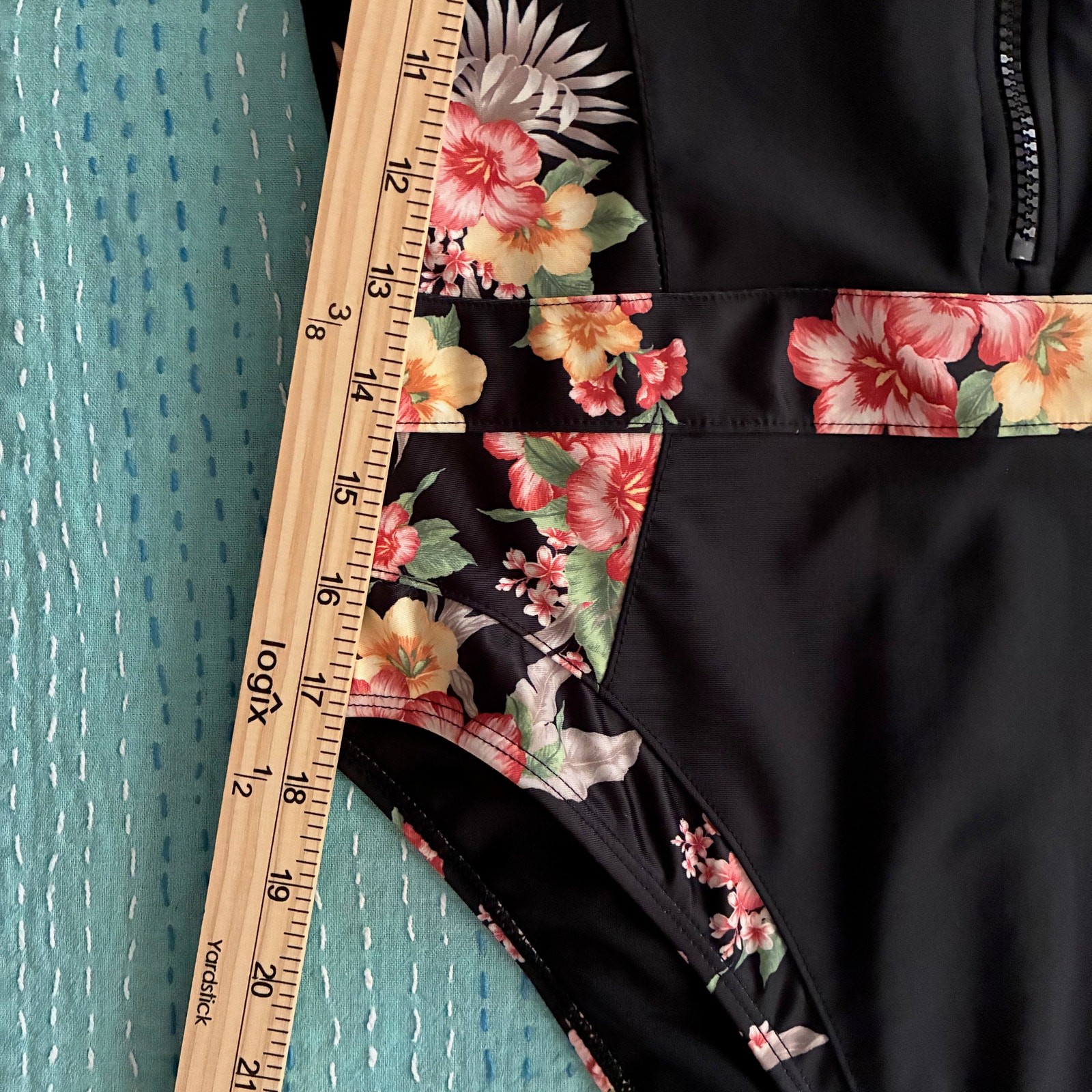 OP Ocean Pacific Floral Surf Suit One Piece Swimsuit Long Sleeve Women’s L NWT
