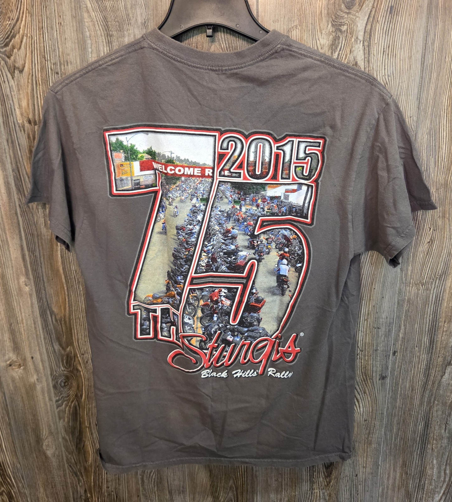 Sturgis 75th Motorcycle Classic Biker Rally 2015 Main Street T-shirt Sz Med/Lrg?