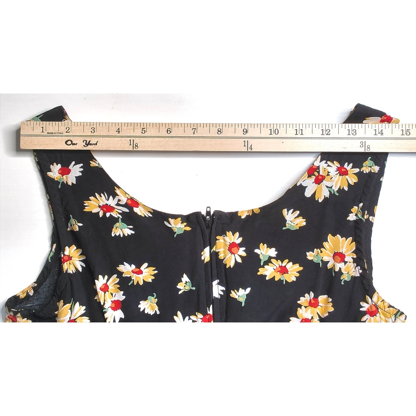 90s Grunge Rampage Clothing Co Floral Midi Dress Women 9 Black Daisy Rayon