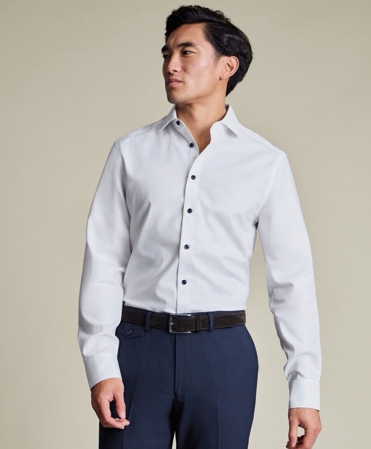 CHARLES TYRWHITT Non-Iron Stretch Floral Printed Trim Slim Fit Shirt – 17/36in