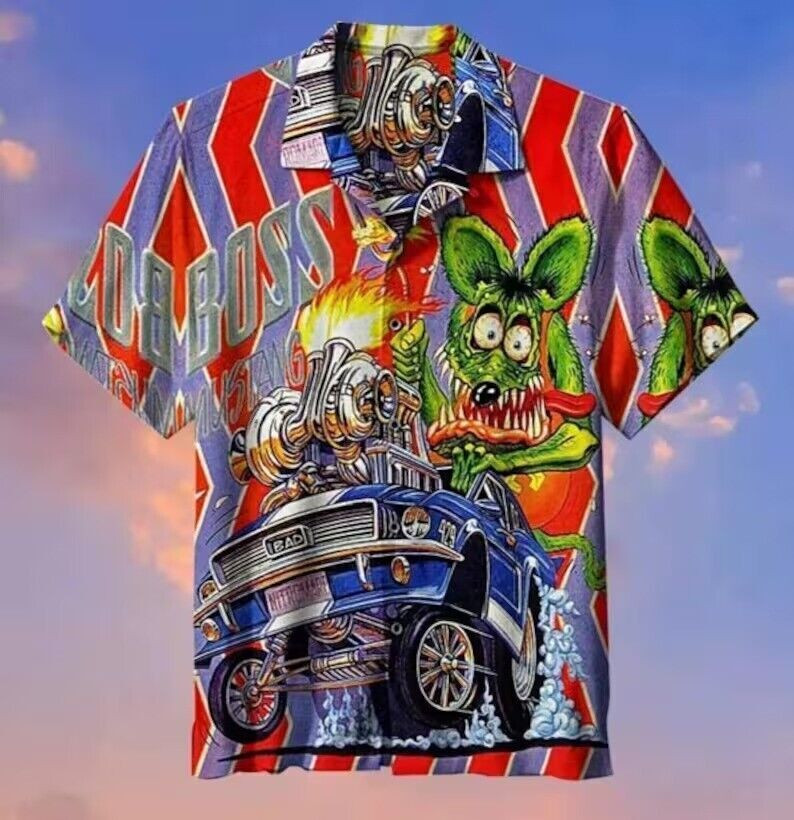 Rat Fink Rattail Hot Rod Hawaiian Shirt, Casual Shirt For Men