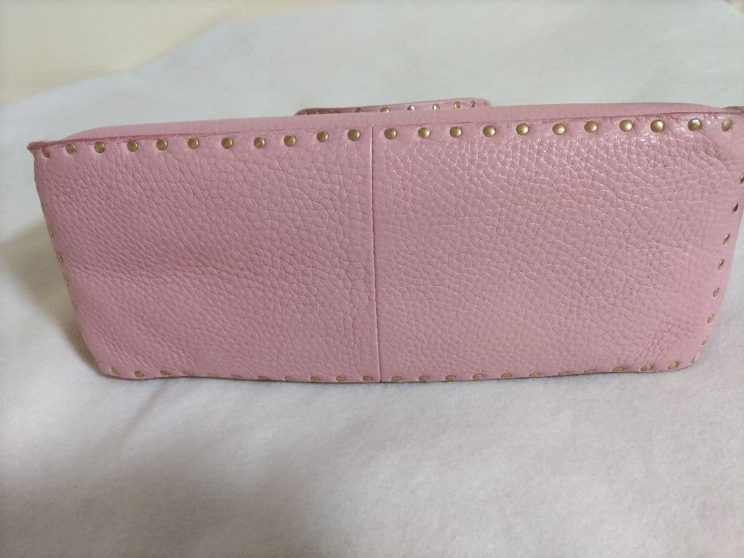 CELINE Boogie Bag Pink Genuine Leather Rare Studded Tote Authentic