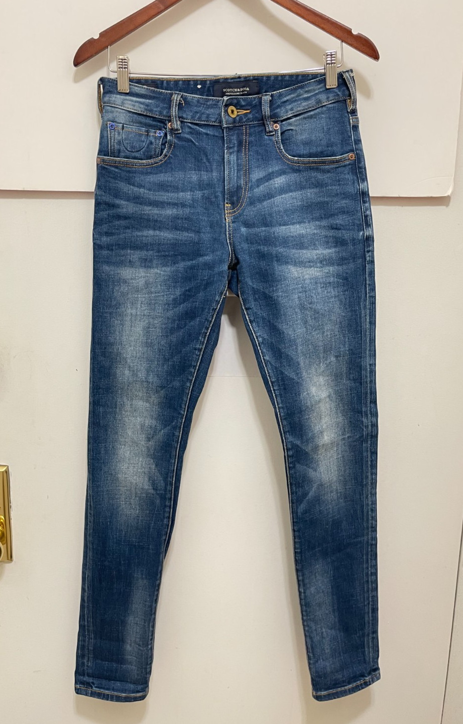 Scotch & Soda Skim Mens Blue Denim Jeans Amsterdam Blauw W29 x L32 29×32 skinny