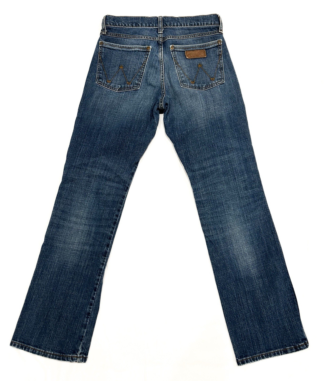 Wrangler Men’s Relaxed Fit Bootcut Blue Denim Jeans Mid Rise Medium Wash 30×30