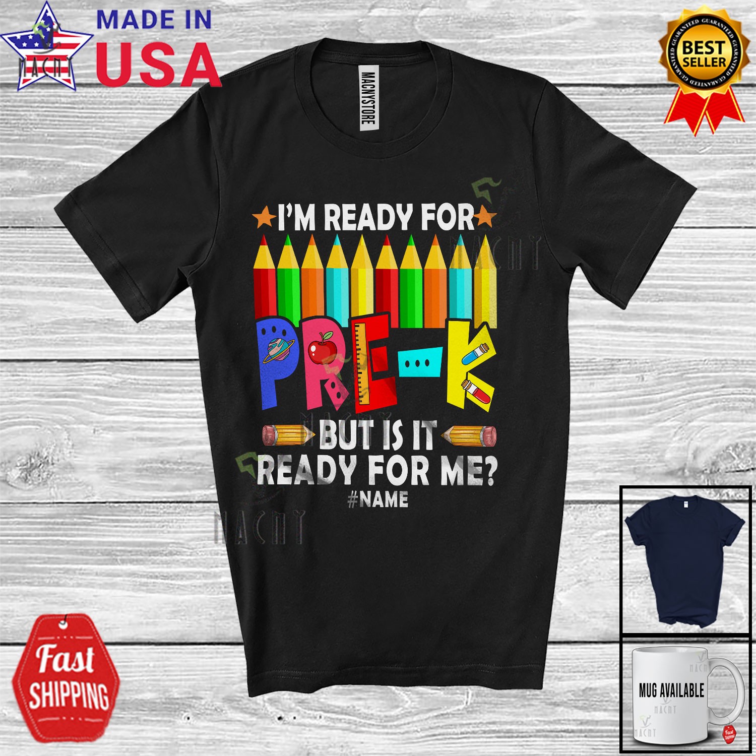 Custom Name I’m Ready For Pre-K; Humorous First Day Of School Pencils T-Shirt